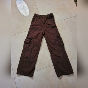 H&M kids cargo brown high-waisted wide fit pants